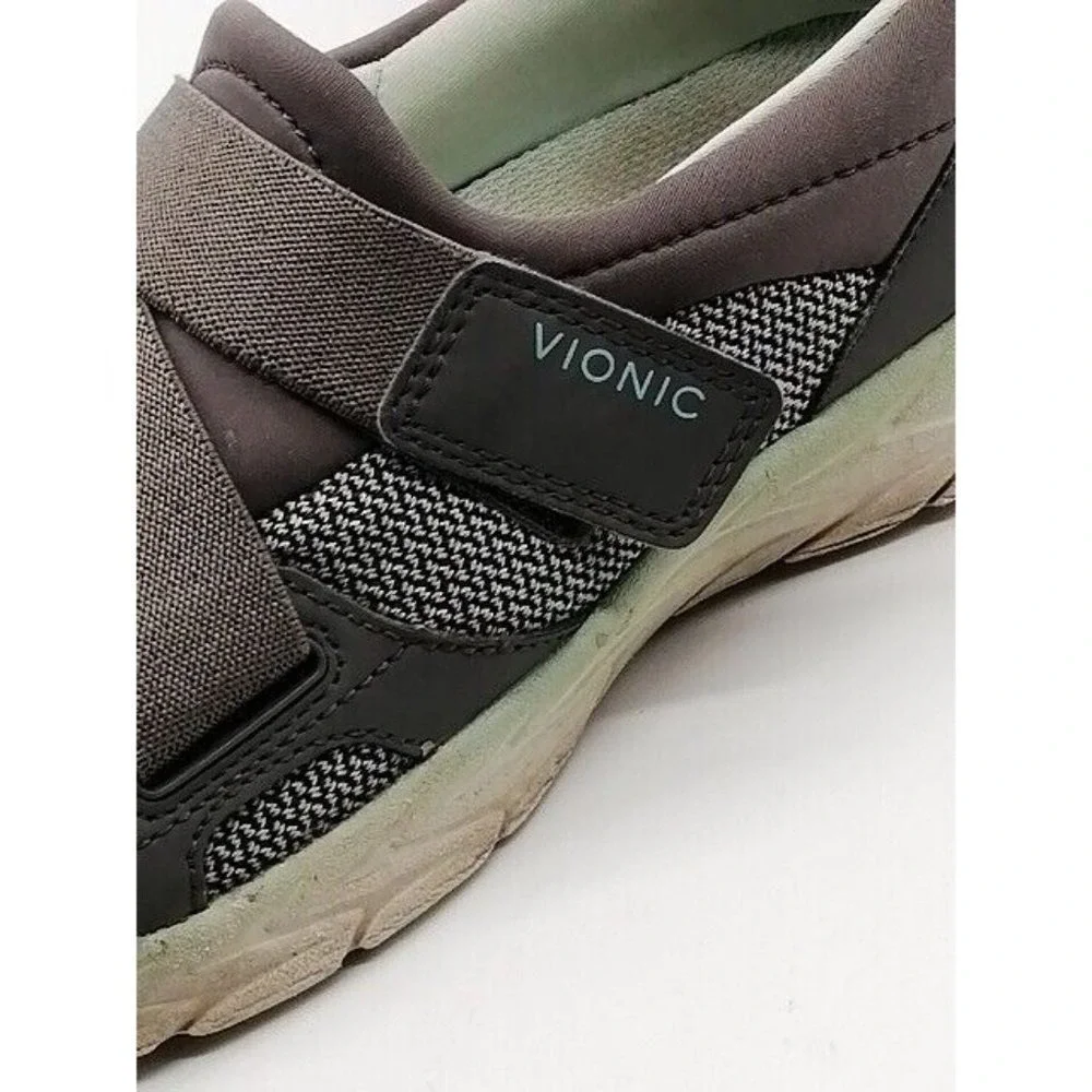 Vionic Shoes Womens Sneakers Dash Gray Hook Loop Strap Walking Round Toe 6.5